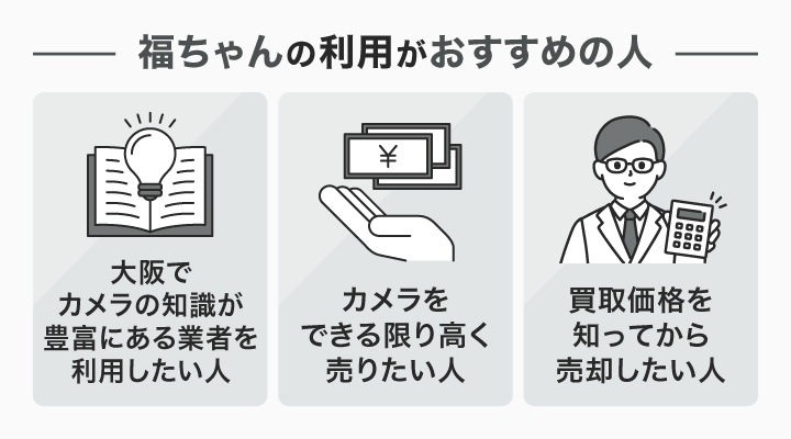 大阪のカメラ買取に福ちゃんの利用がおすすめの人