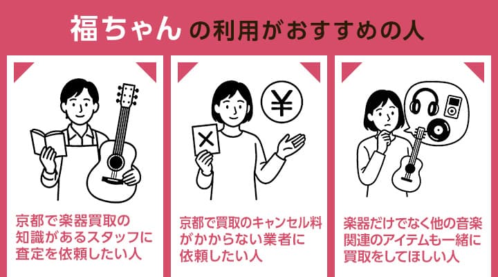 京都の楽器買取に福ちゃんの利用がおすすめの人